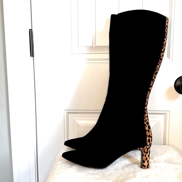 ALFANI BLACK LEATHER & CALF HAIR BOOTS - Picture 5 of 15